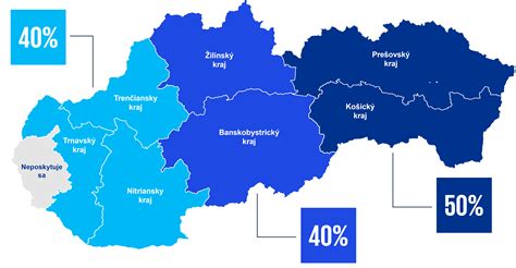 Mapa Slovenska s vyznačením krajov a informáciami o zľavách na autobusovú dopravu pre seniorov