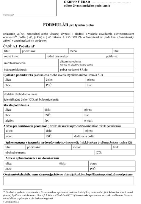Formulár pre pozastavenie živnosti