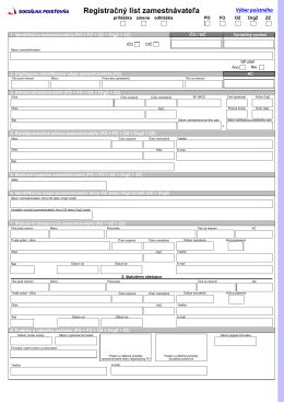Formulár Registračný list zamestnávateľa