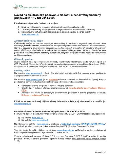 Štruktúra žiadosti o nenávratný finančný príspevok