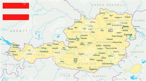 Mapa EÚ so zvýraznením Rakúska