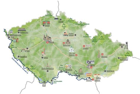 Mapa kúpeľného trojuholníka v Českej republike