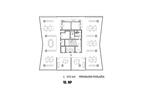 Pôdorys prvej budovy resocializačného centra s vyznačenými miestnosťami a ich účelom.