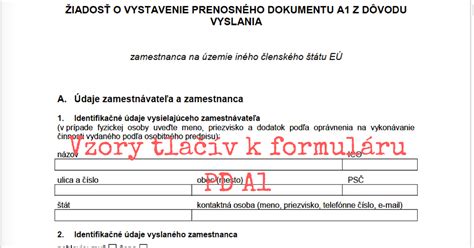 formulár A1 Sociálne zabezpečenie EÚ