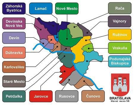 mapa bratislavských mestských častí