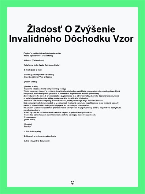 Žiadosť o zvýšenie dôchodku
