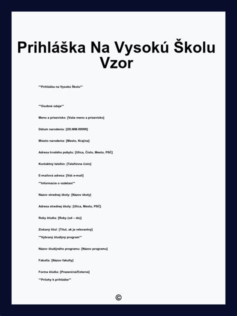 Ilustrácia prihlášky na vysokú školu