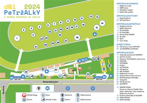 Mapa Petržalky s vyznačenými dennými centrami pre seniorov