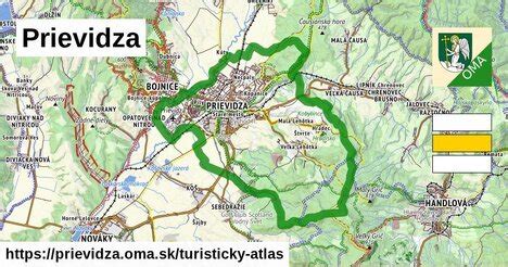 Mapa okresu Prievidza s vyznačenými mestami