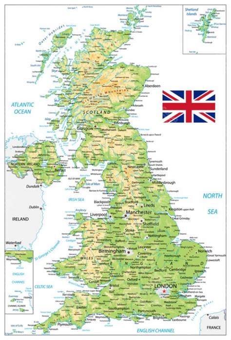 Mapa Anglicka s vyznačeným Londýnom a Edinburghom