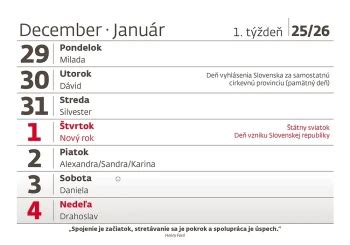 Kalendár s vyznačeným rozhodujúcim obdobím