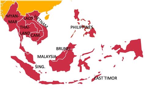 Mapa rozšírenia bojovníc v juhovýchodnej Ázii