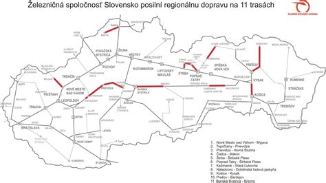 ZSSK mapa vlakových spojení s vyznačením trás s platnosťou 100% zľavy pre seniorov