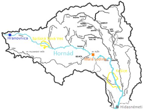 mapa regiónu Hornád