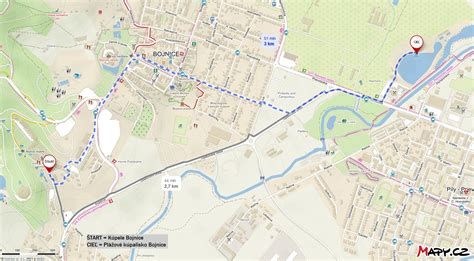 Mapa kúpeľov Bojnice s vyznačenými ubytovacími zariadeniami