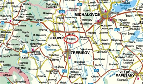 Mapa obce Vojčice s vyznačenou lokalitou Charitného domu sv. Edity Steinovej
