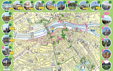 Mapa Bardejova s vyznačenými turistickými atrakciami