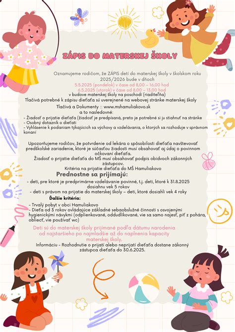 Infografika znázorňujúca proces zápisu do materskej školy a nárok na rodičovský príspevok