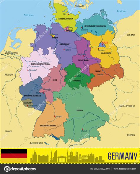 Mapa Nemecka so susednými krajinami