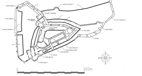 Mapa Pustého hradu s vyznačeným Dončovým hradom