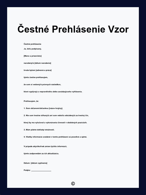 Ilustrácia čestného vyhlásenia