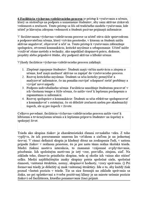 Schéma vzdelávacieho procesu v rehabilitácii
