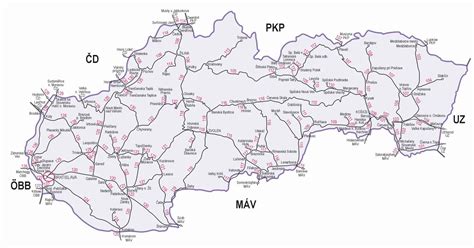 Mapa slovenských železníc