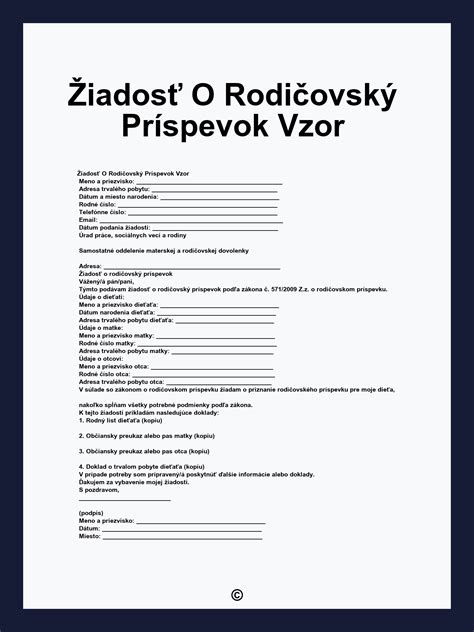 Elektronická žiadosť o rodičovský príspevok