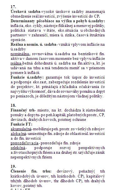Prehľad základnej študijnej literatúry k predmetu Financie