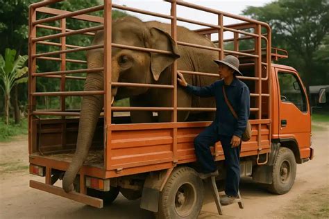 Slony prepravované v kamióne