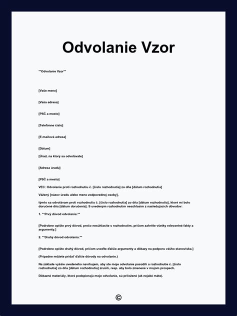 Štruktúra odvolania