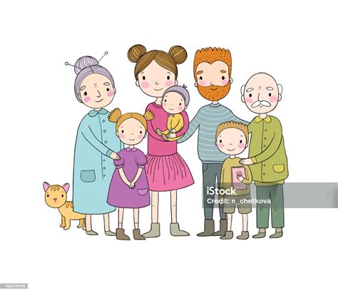 Ilustrácia rodiny so zameraním na dieťa