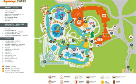 Mapa Aqua - Vital parku s vyznačenými bazénmi a saunami