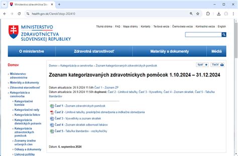 Schéma vyhľadávania kategorizovaných zdravotníckych pomôcok na stránke MZ SR