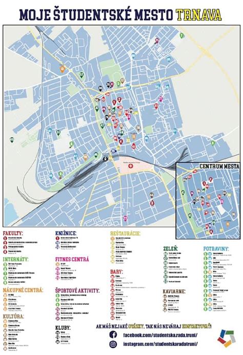 Mapa Bardejova s vyznačenými dôležitými inštitúciami a zastávkami MHD