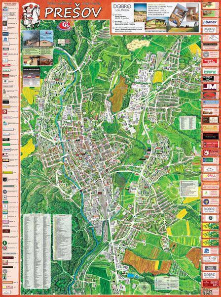 Mapa Prešova s vyznačenými inštitúciami sociálnych služieb