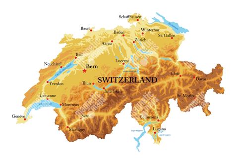 Mapa Švajčiarska a okolitých krajín