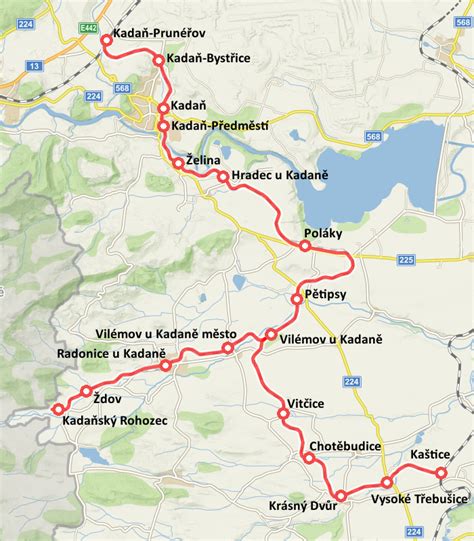 Mapa Čadce s vyznačenými ulicami a zastávkami