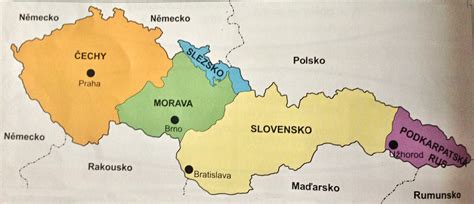 Mapa: Československo pred rozdelením