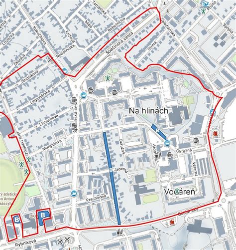 Mapa sídliska Juh v Trenčíne s vyznačenou polohou zariadenia pre seniorov