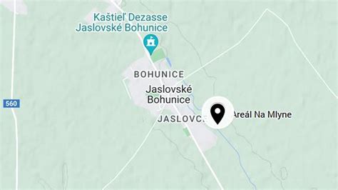 Mapa obce Jaslovské Bohunice s vyznačenými inštitúciami
