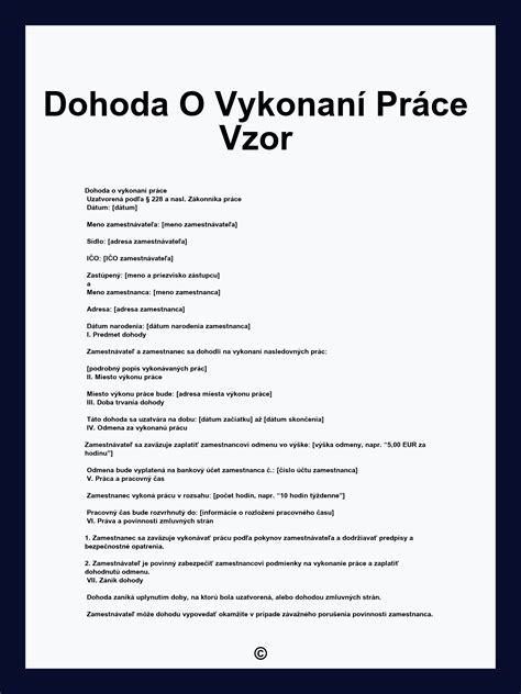 Dohoda o vykonaní práce