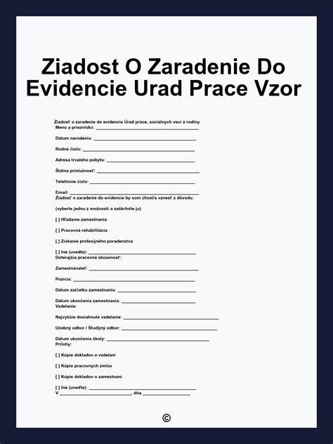 Dokumenty pre evidenciu na úrade práce