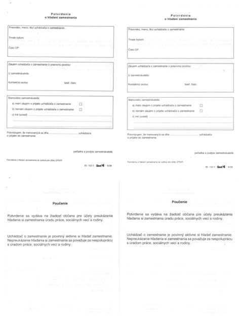 dokumenty a formuláre pre úrad práce