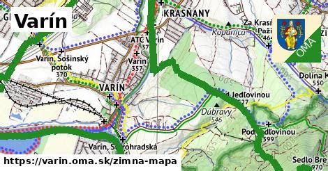 Mapa obce Varín s vyznačeným sídlom Zariadenia opatrovateľskej služby Varín