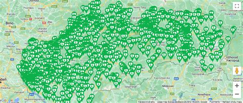 Mapa rozmiestnenia AED prístrojov v regióne