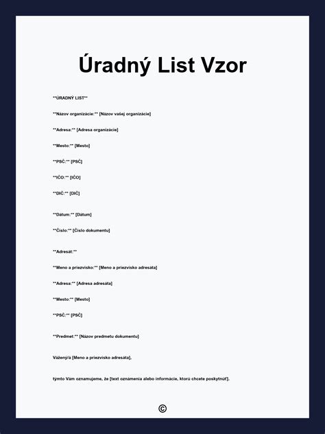 príklad štruktúry úradného listu