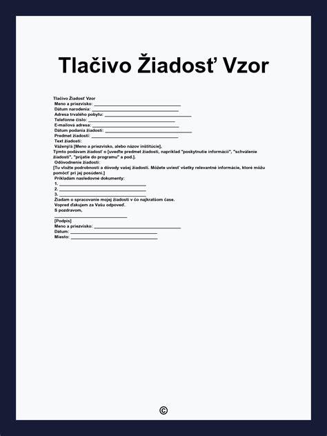 Zoznam potrebných dokumentov pre žiadosť