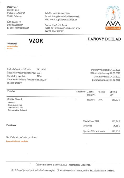 Náležitosti účtovného dokladu pre príspevok na rekreáciu