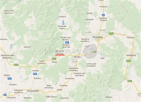 Mapa znázorňujúca polohu kúpeľov v rámci regiónu Hornej Nitry